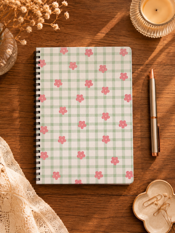 Green Gingham A5 Notebook Green Gingham A5 Notebook
