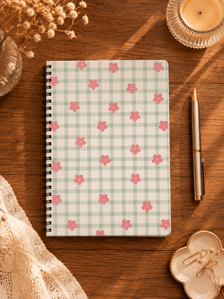 Green Gingham A5 Notebook