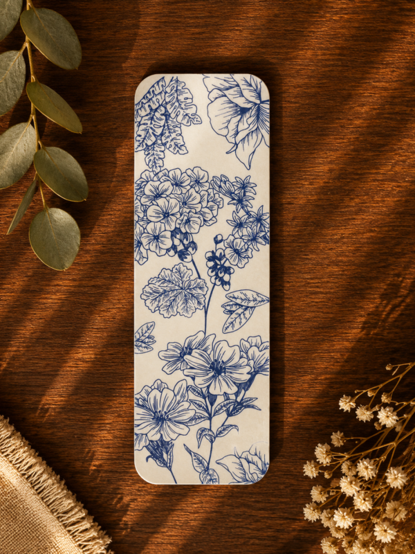 Blue Floral Bookmark Front Blue Floral Bookmark
