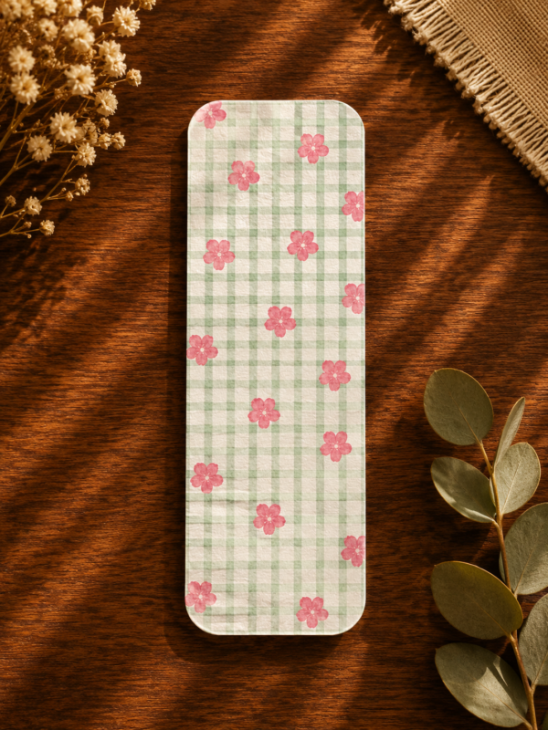 Green Gingham Bookmark Front Green Gingham Bookmark