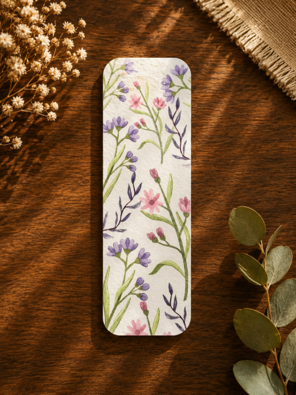 Lavender Floral Bookmark Front Lavender Floral Bookmark