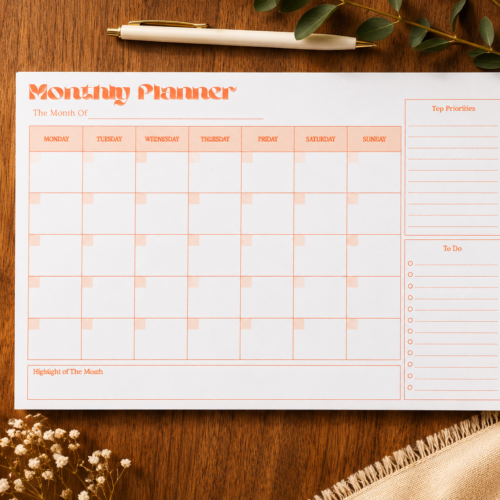 Orange Minimal Monthly Planner Orange Minimal Monthly Planner