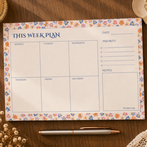 Blue Floral Weekly Planner Blue Floral Weekly Planner