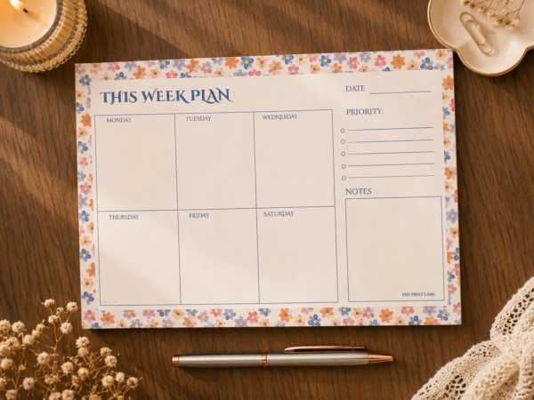 Blue Floral Weekly Planner Blue Floral Weekly Planner