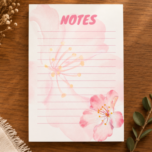Pink Floral Ruled A6 Notepad Pink Floral Ruled A6 Notepad