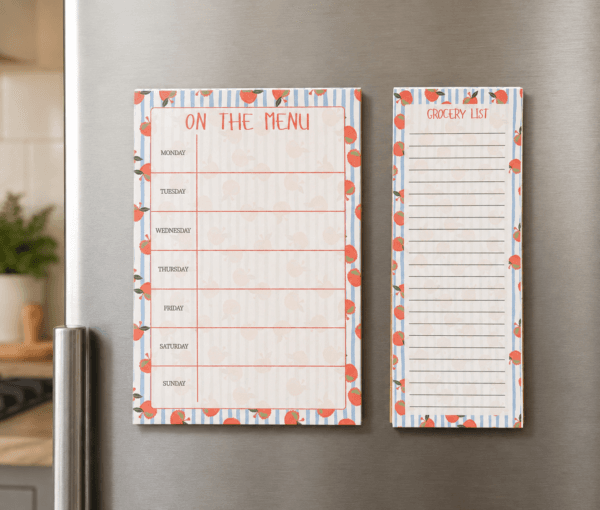 Peach Weekly Meal Planner on Fridge Peach Weekly Meal Planner