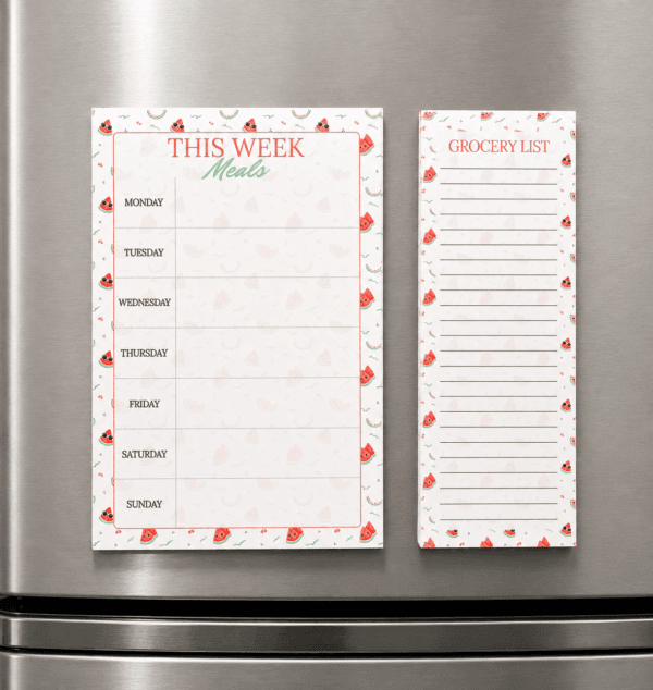 Watermelon meal planner on fridge Watermelon Weekly Meal Planner