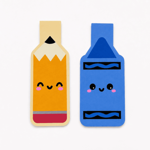 Happy Pencil and Crayon Magnetic Bookmark