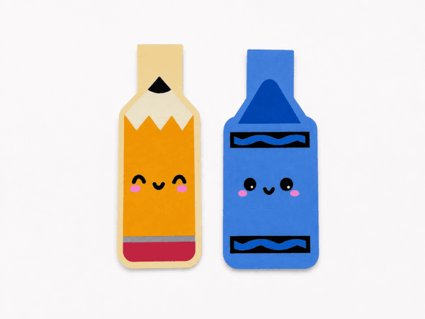 Happy Pencil and Crayon Magnetic Bookmark