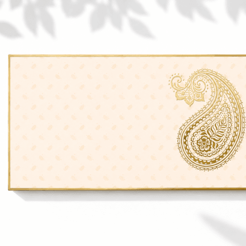 peach and gold paisley envelope- Front Peach and Gold Paisley Envelope