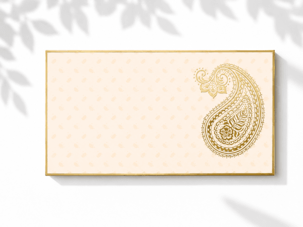peach and gold paisley envelope- Front Peach and Gold Paisley Envelope