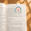 Rainbow Magnetic Bookmark in use Rainbow Heart Magnetic Bookmark